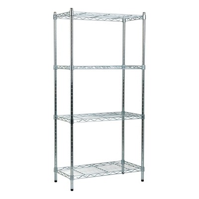 Industrial 4-Tier Chromed Steel Adjustable Shelving Unit, Silver