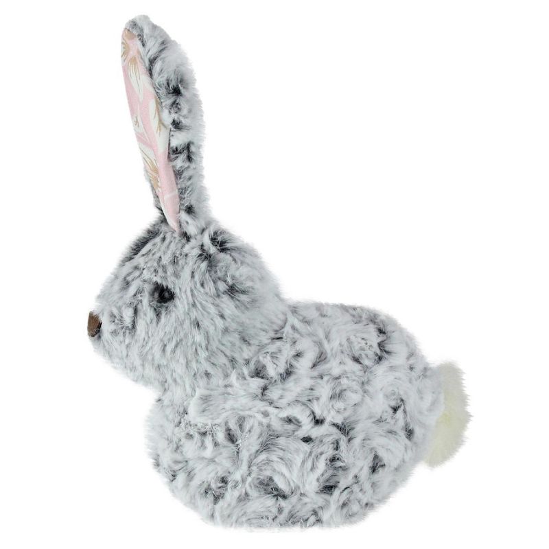 Northlight 8" Plush Floral Eared Bunny Easter Rabbit Spring Figure - Gray/Pink, 2 of 4