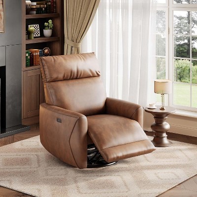 Power Recliner Chair, Swivel Rocker Chair, Upholstered Fabric Glider Recliner Nursery Chair with USB Ports,Ergonomic High Back Single Sofa Seat