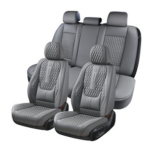 Coverado Car Seat Covers, Front and Rear Waterproof Faux Leather Auto Seat Protectors with Lumbar Support - 1 of 4