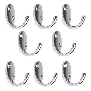 Unique Bargains Zinc Alloy Wall Mounted Rust Resistant Towel Coat Hook 8 Pcs - 1 of 3
