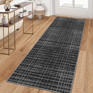 Modern Abstract Area Rug, Machine Washable Low-Pile Non-Slip Shaggy Accent Carpet, Fade-Resistant Rug for Bedroom, Living Room - 1 of 4