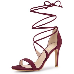 Perphy Women's Lace-Up Open Toe Stiletto High Heels Sandals - 1 of 3