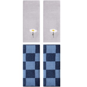 REGALWOVEN 4 Pcs Bathroom Pattern Soft Absorbent Cotton Hand Towels - 1 of 4