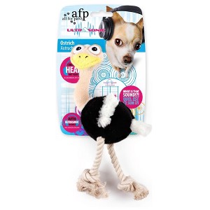 allforpaws Ultrasonic Ostrich Plush Dog Toy, Black, Small - 1 of 4