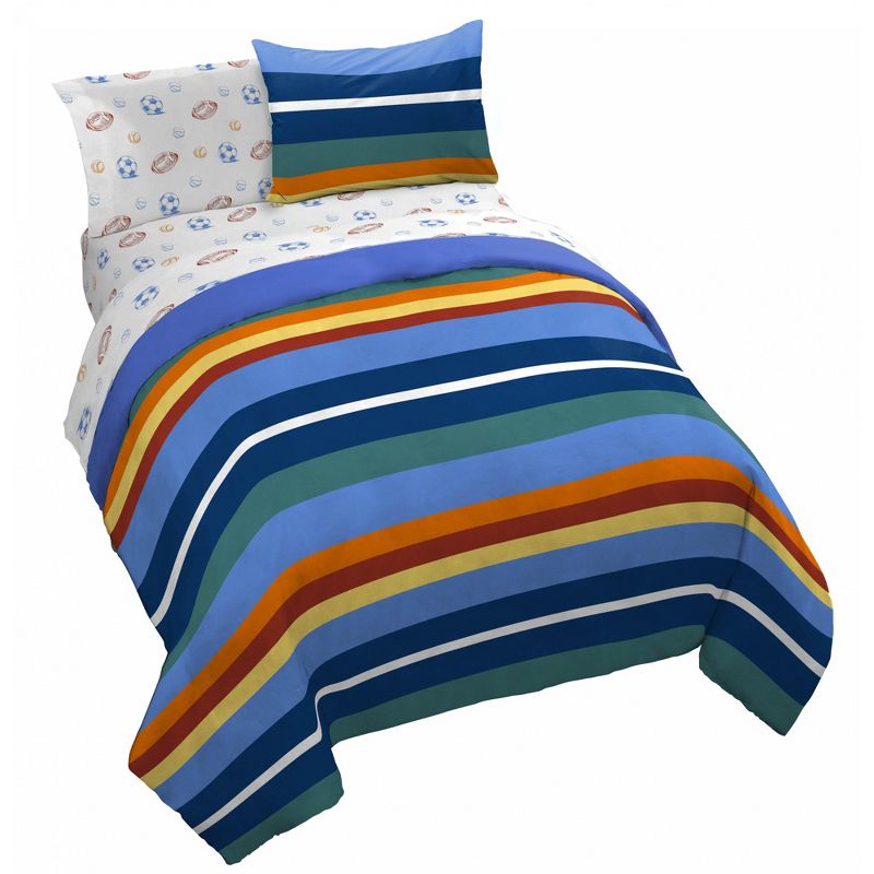 Saturday Park Vintage Stripe & Sports 100% Organic Cotton Bed Set, 1 of 11