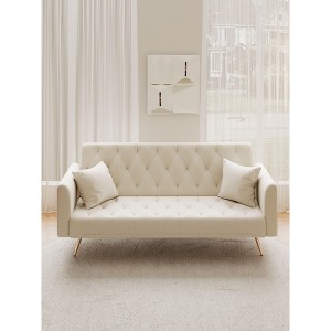 CAVINAS Loveseat Sleeper, Vintage Chair Bed Sleeper for Adults, Velvet Convertible Sofa Bed for Living Room - 1 of 4