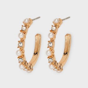 Pearl Hoop Earrings - A New Day™ Gold: Hypoallergenic Nickel-Free Statement Jewelry - 1 of 3