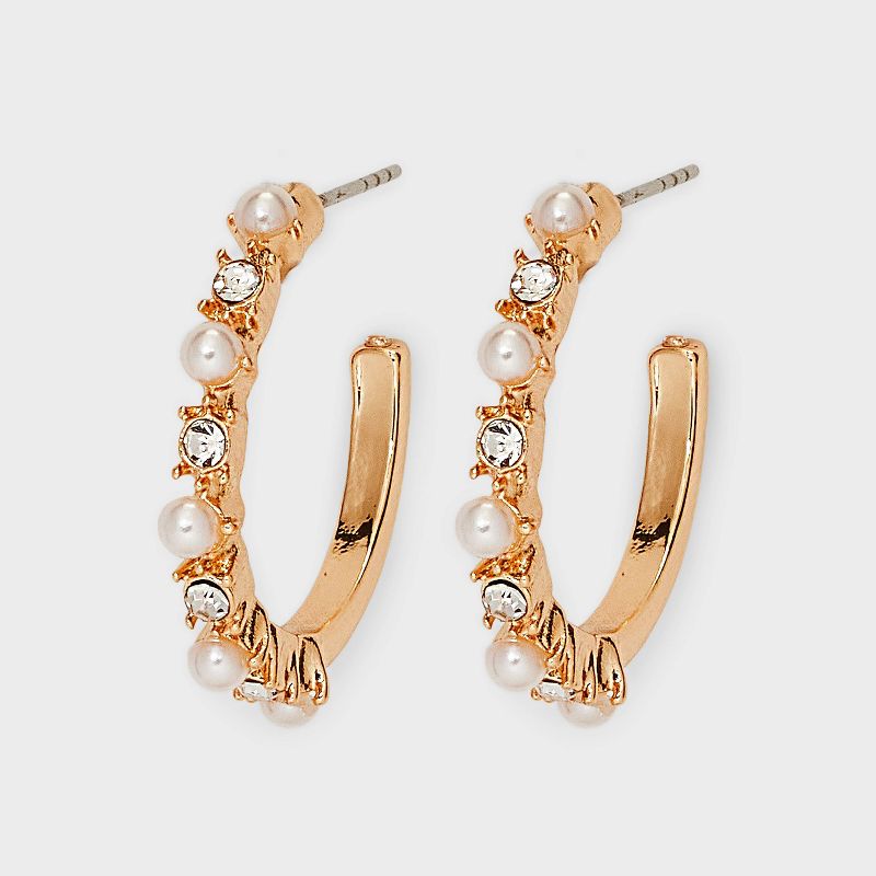 Pearl Hoop Earrings - A New Day&#8482; Gold, 1 of 5