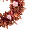 Northlight Roses and Wooden Flowers Artificial Spring Wreath - 12" - Unlit - Pink - 3 of 4