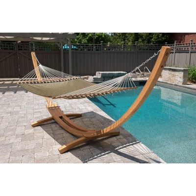Taupe Double Poolside Hammock with Hardwood Spreader Bars
