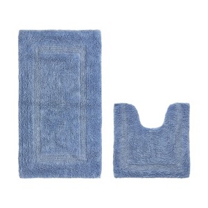 Lux Premium 100% Cotton Tufted Solid Reversible 2 PC Bath Rug Set – Ultra-Soft, Water-Absorbent, Durable, Machine Washable Bathroom Rug - 1 of 4