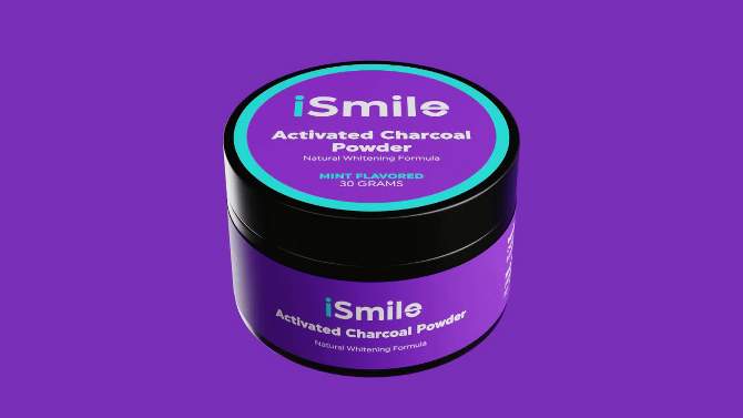 iSmile Activated Charcoal Natural Teeth Whitening Powder with Bamboo Toothbrush, 2 of 6, play video