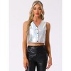 INSPIRE CHIC Women's Holographic Crop Sleeveless Metallic Vest - 3 of 4