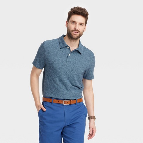 Men's Standard Fit Short Sleeve Polo Shirt - Goodfellow & Co™ Dark Blue ...