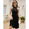 Women’s High Neck Halter Sundress Lace Flared Swing Skater Dress Sleeveless Casual Cocktail Dresses - 4 of 4