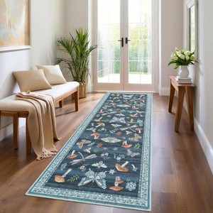 Washable Rug Area Rugs for Living Room, Mushroom Insect Rug for Bedroom, Rug Non Slip Throw Rugs with Rubber Back, for Dining Room Dorm - 1 of 4