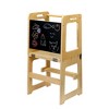 VECELO Toddler Kitchen Step Stool, Helper Baby Standing Tower with Chalkboard, Natural Wood Color - 2 of 4