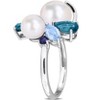 EVERLY JEWELRY | Sterling Silver 2 1/2 CT TGW London Blue Topaz Sky Blue Topaz Sapphire And White Freshwater Cultured Pearl Fashion Ring - 2 of 4