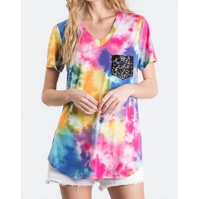 Women's Splatter Tie Dye Sequin Top - HEIMISH USA
