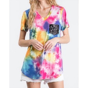 Women's Splatter Tie Dye Sequin Top - HEIMISH USA - 1 of 4