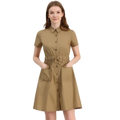 Shirt dress with clearance pockets