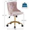 VINGLI Light Pink Velvet Armless Home Office Desk Chair with Gold Base/Wheels,Cute Vanity/Makeup Chair,Adjustable Swivel Nail Chair - 2 of 4