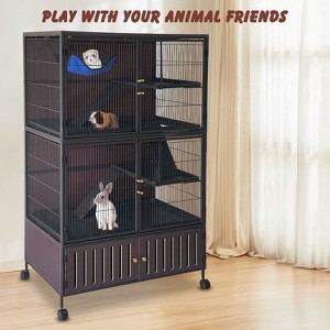 COZONY 60" Large Ferret Cage, Multi-Level Small Animal Mansion with Wheels & Storage Cabinet - 1 of 4
