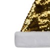 Northlight 15" Gold and Silver Reversible Sequined Christmas Santa Hat with Faux Fur Cuff - 4 of 4