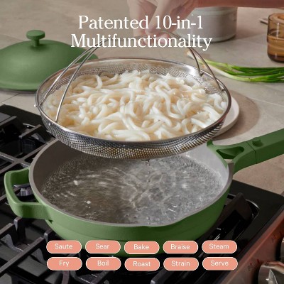 Sage Green 10.5" Aluminum Ceramic Nonstick Pan with Lid