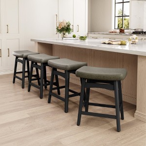 Captiva Designs 24 inch Height Bar Stool with Padded Seat & Solid Wood Frame & Footrest - 1 of 4