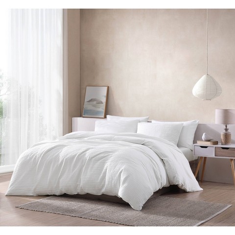 Riverbrook Home 3pc Queen Devin Gauze Comforter Bedding Set White: Midweight Cotton, Solid Pattern, Contemporary Style