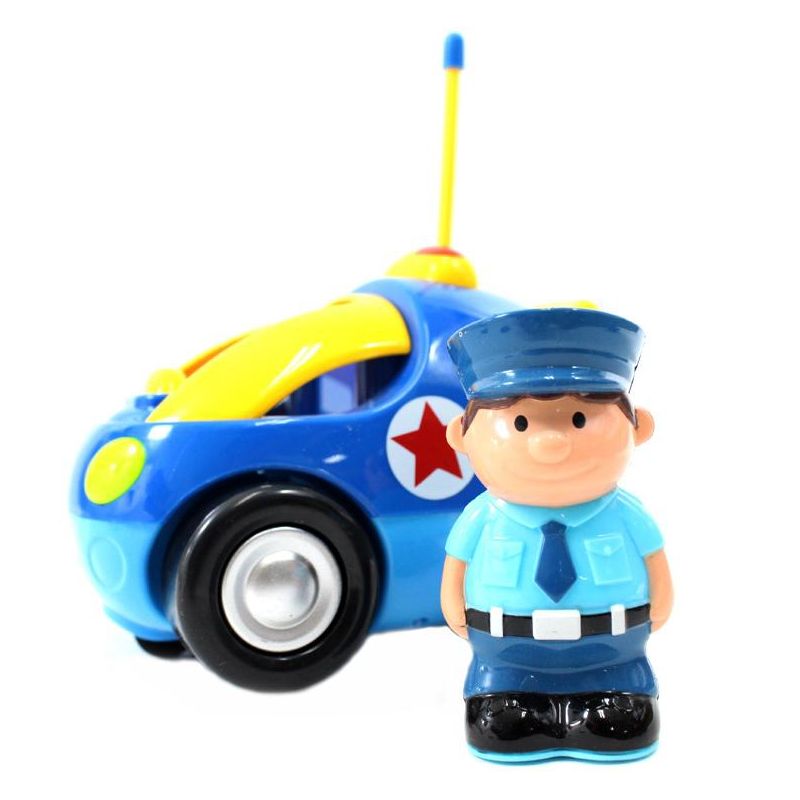 Link 4" Cartoon RC Police Car with Music, Lights & Action Figure, Remote Control Toy for Toddlers & Kids | Blue, 5 of 6