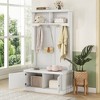 64.4"Hall Tree with Storage Shoe Bench for Entryway and Hallway, 4-in-1 Design Coat Rack,White - 2 of 4