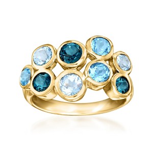 Ross-Simons 2.60 ct. t.w. Tonal Blue Topaz Bubble Ring in 18kt Gold Over Sterling - 1 of 4