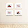 Big Dot of Happiness Merry Little Christmas Tree - Unframed Red Truck Christmas Linen Paper Wall Art - Set of 4 - Artisms - 8 x 10 inches - 3 of 4