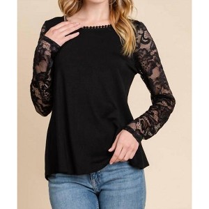 Women's Lacey Long Sleeve Top - Emerald Collection - 1 of 3