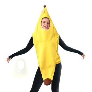 Tailwaggz Glow-in-the-Dark Banana Costume for Adults, Funny Unisex Halloween & Party Outfit - 1 of 4