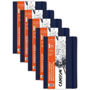 Canson Graduate Sketch & Notes Art Book, Dark Blue, Soft Cover Binding, 92 Sheet, 5.5x8.5 inch, Pack of 5 - 1 of 4