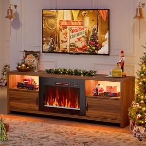 Bestier 71" Modern Fireplace TV Stand for TVs up to 75", LED Entertainment Center Gaming TV Console with 23" Remote Control Electric Fireplace - 1 of 4