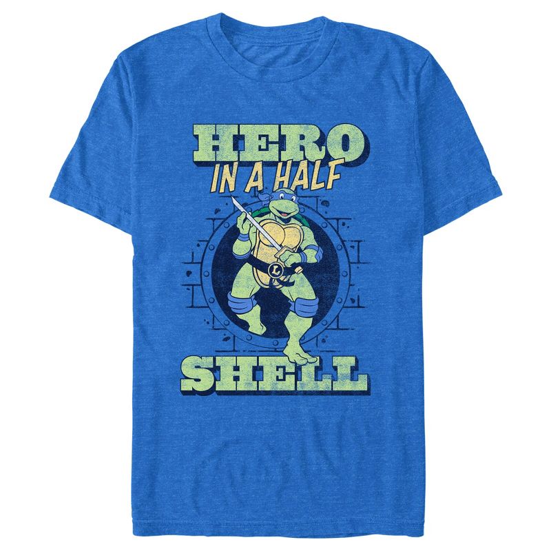 Men's Teenage Mutant Ninja Turtles Distressed Leonardo Hero in a Half Shell T-Shirt, 1 of 6