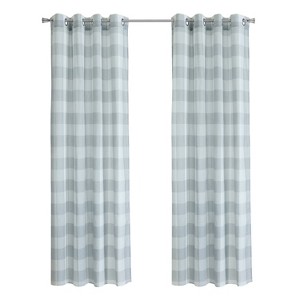 Habitat 100% Polyester Genesis Light Filtering Plaid Woven Grommet Curtain Panel Grey - 1 of 4
