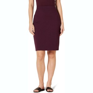 Women's Ponte Pull-On Pencil Skirt - Fitted Above The Knee Burgundy - 1 of 4