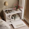LAOTIES Hidden Cat Litter Box Enclosure,Wooden Cat House Side Table Storage Cabinet with Top Fence and Wheels - 2 of 4