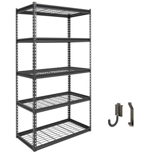 Atlas Shelving 5-Tier 36"x18"x72" Steel Boltless Shelving Load 4000lbs with Wire Deck Dark Gray - 1 of 4