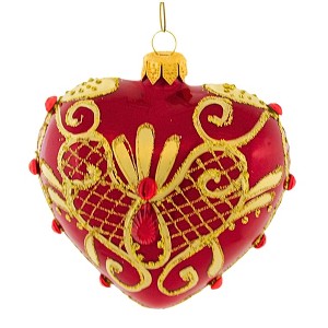 Miss Christmas 4.0 Inch Red And Gold Festive Heart Christmas Tree Ornament , Multi Seasonal Decor Love Valentine Holiday (1PC) - 1 of 4