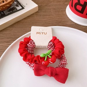 MyKids-USA Versatile Red Cute Strawberry Little Bunny Fabric Hair Rope Hair Tie - 1 of 1