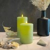 LumiPur 3.5"x7" Signature Natural Glow Flickering Flameless LED Wax Pillar Candle Sage Green - 2 of 4