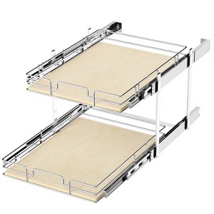 LOVMOR 2 Tier Individual Pull Out Cabinet Organizer, Slide Out Wood Shelves Organizers, Pull Out Drawers Organization and Storage for Kitchen Cabinet - 1 of 4