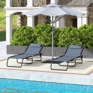TiramisuBest Folding Chaise Lounge,4-Position Recliner & Breathable Mesh for Beach/Yard/Patio (Gray) - 1 of 4